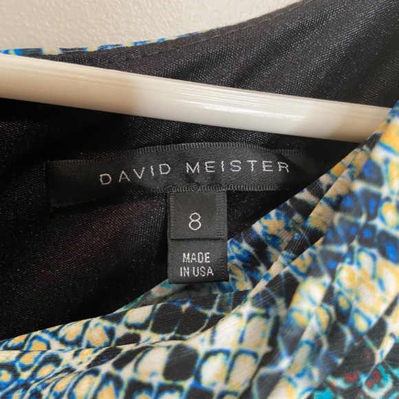 David Meister Midi Multicolor Snake Print Cowl Neck Dress Size 8 - Picture 6 of 14